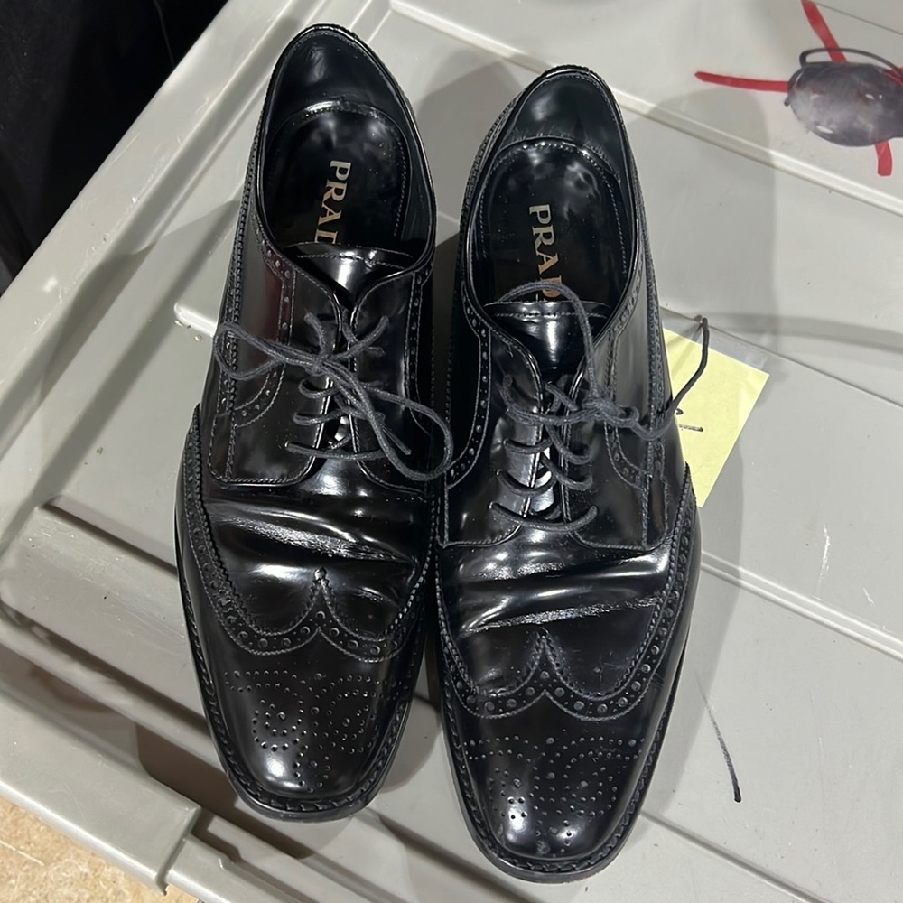 Prada, black leather size 10 1/2